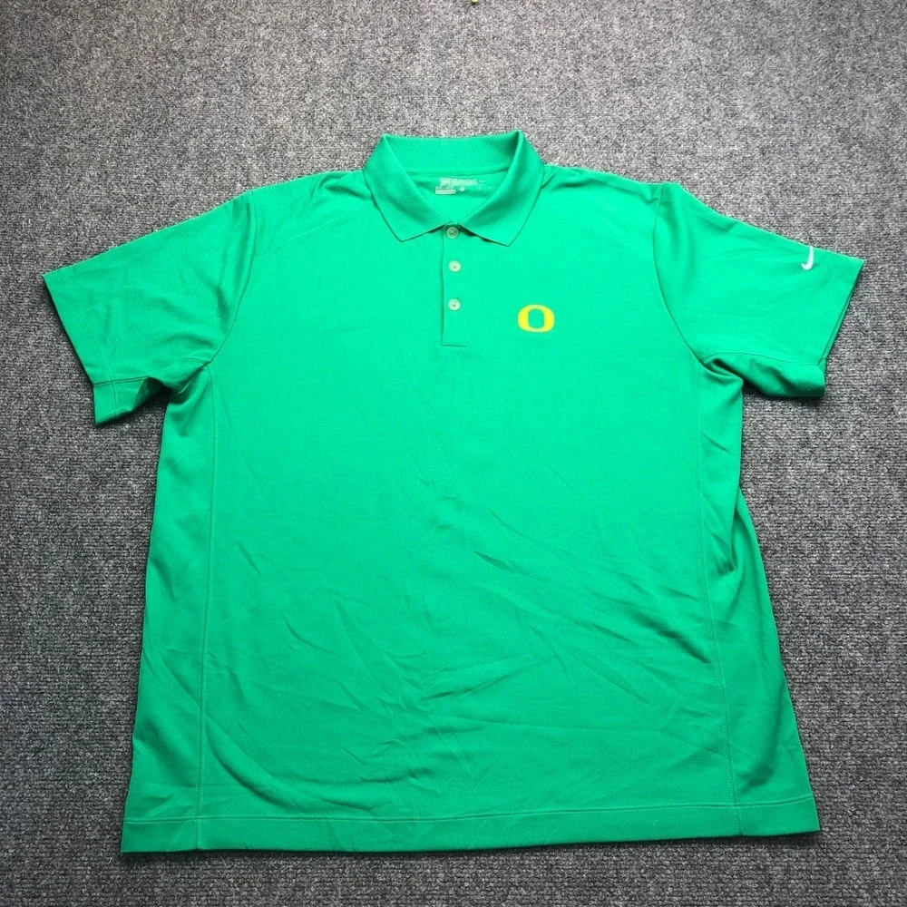 Nike Golf Oregon Ducks Dri-FIT Polo Shirt Mens Large Green Short Sleeve